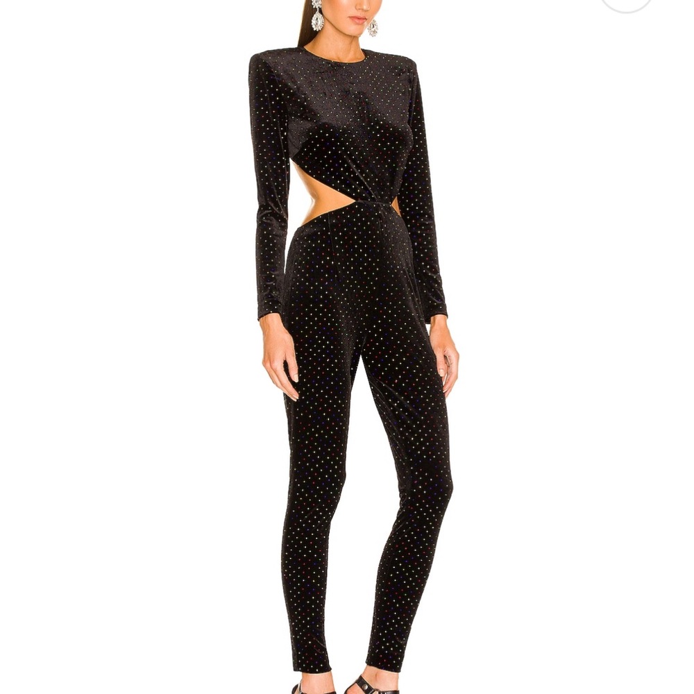 Rhinestone velvet jumpsuit